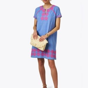 NWT Ro’s Garden Norah Blue Chambray Embroidered Dress
